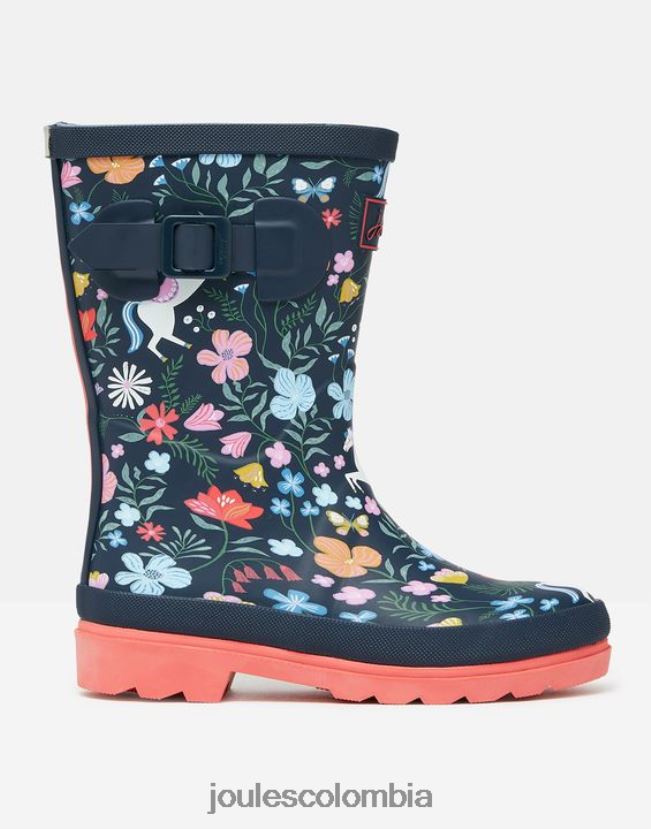 Joules calzado chicas botas de lluvia estampadas H0604R330 marina ecuestre