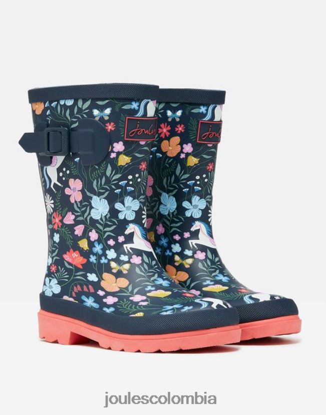 Joules calzado chicas botas de lluvia estampadas H0604R330 marina ecuestre