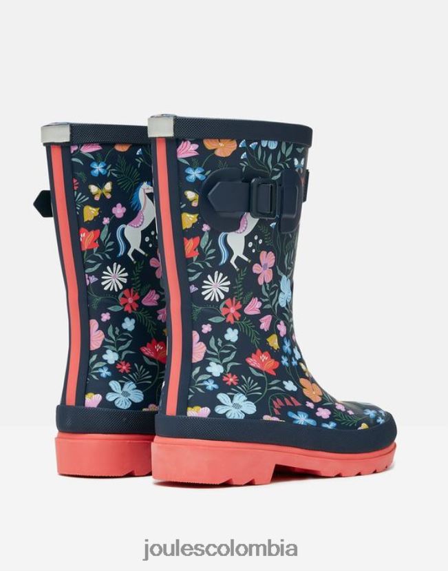 Joules calzado chicas botas de lluvia estampadas H0604R330 marina ecuestre