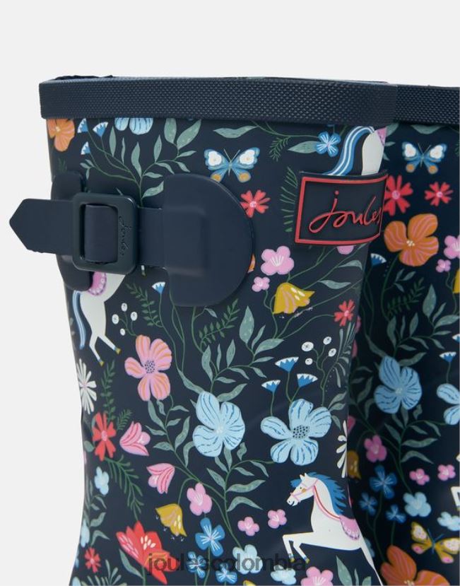 Joules calzado chicas botas de lluvia estampadas H0604R330 marina ecuestre