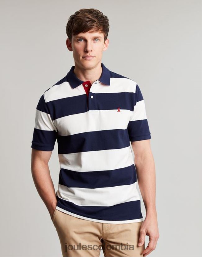 Joules vestir hombres polo de avellana H0604R165 raya blanca azul