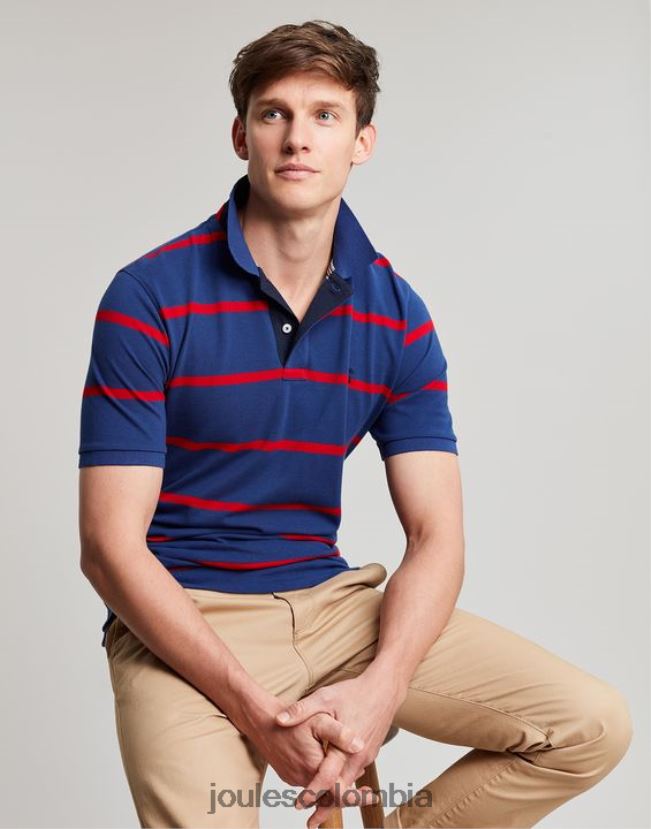 Joules vestir hombres polo de avellana H0604R217 raya roja marina