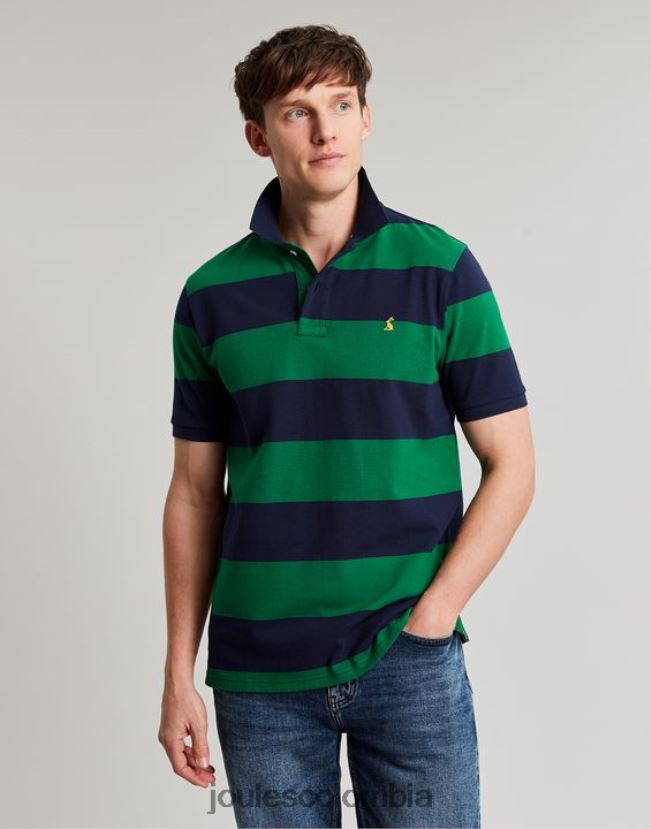 Joules vestir hombres polo de avellana H0604R218 raya verde marino