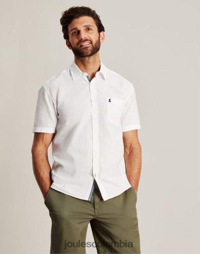 Joules vestir hombres camisa de lino rompedor H0604R219 blanco