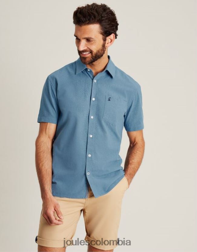 Joules vestir hombres camisa de lino rompedor H0604R228 azul