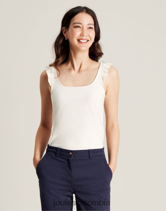 Joules vestir mujer tanque de volantes claire H0604R130 crema